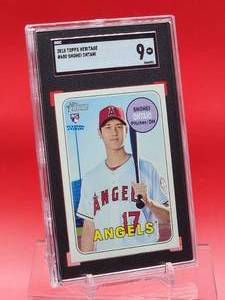 lot 51 image: 2018 Topps Heritage Baseball Shohei Ohtani Rookie Card #600 Mint SGC 9