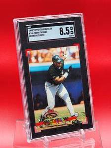 lot 158 image: 1993 Topps Stadium Club Baseball Frank Thomas Members Choice Card #746 Near Mint-Mint SGC 8.5