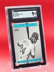 lot 66 image: 1991 Score Baseball Ken Griffey Jr Dream Team Card #892 Mint SGC 9