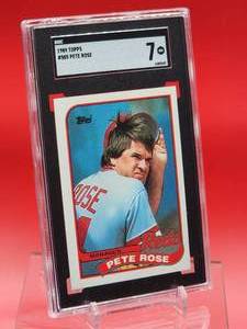 lot 13 image: 1989 Topps Baseball Pete Rose Card #505 Near Mint SGC 7