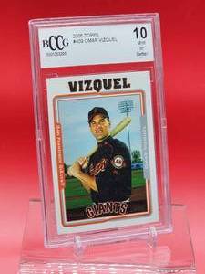 lot 54 image: 2005 Topps Baseball Omar Vizquel Rookie Card #409 Mint Beckett 10