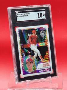 lot 1 image: 2018 Topps 83 Chrome Baseball Shohei Ohtani Rookie Card #145 Gem Mint SGC 10