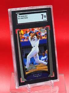 lot 198 image: 1999 Upper Deck Baseball Mike Piazza Card #151 Near Mint SGC 7