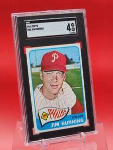 lot 120 image: 1965 Topps Baseball Jim Bunning Card #20 Very Good-Excellent SGC 4