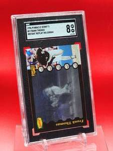 lot 108 image: 1996 Pinnacle Baseball Frank Thomas Dennys Instant Replay Hologram Card #3 Near Mint-Mint SGC 8