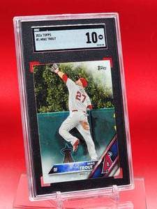 lot 14 image: 2016 Topps Baseball Mike Trout Card #1 Gem Mint SGC 10