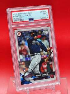 lot 73 image: 2018 Topps Holliday Baseball Ronald Acuna Jr Bowman Card #THRAJ Mint PSA 9