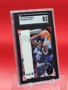 lot 64 image: 1993 Skybox Premium Basketball Shaquille ONeil Card #133 Near Mint-Mint SGC 8