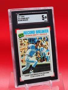 lot 114 image: 1977 Topps Baseball George Brett Record Breaker Card #231 Excellent SGC 5