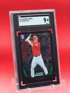 lot 6 image: 2011 Bowman Chrome Baseball Mike Trout Rookie Card #175 Mint SGC 9