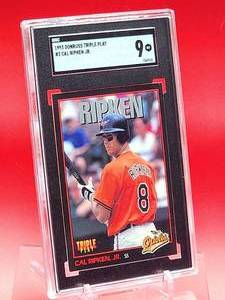 lot 46 image: 1993 Donruss Baseball Cal Ripken Jr Triple Play Card #3 Mint SGC 9