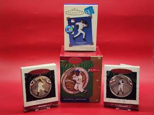 lot 21 image: (4) Assorted HOF Players Hallmark Keepsake X-Mas Ornaments