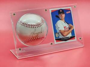 lot 27 image: Autographed Baseball & Card & by Minnesota Twin Great A.J. Pierzynski with Card.