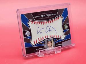 lot 136 image: 2004 Upper Deck Sweet Spot Signatures Baseball Card by Oakland As Great Eric Chavez Card #SS-EC