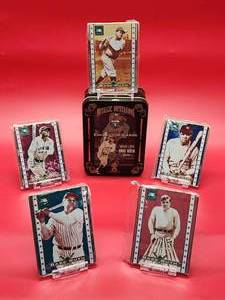lot 121 image: 1994 Upper Deck Cooperstown Collection (5) Metal Cards of Yankees HOF Great Babe Ruth