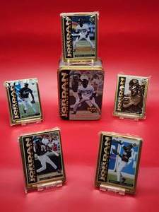 lot 148 image: 1995 Upper Deck Metallic Impressions (5) Metal Cards of Chicago Bulls HOF Great Michael Jordon