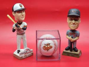 lot 181 image: (2) Baltimore Orioles Brothers Bobble Heads Cal Ripken Jr & Billy Ripken with Ball