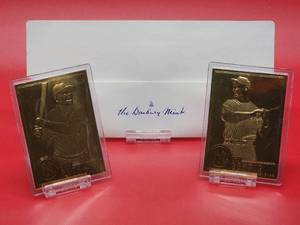 lot 184 image: (2) Bradbury Mint 22 Karat Gold Cards of HOF Greats Babe Ruth & Lou Gehrig