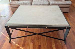lot 9 image: ML - Gabberts Square Stone Top Coffee Table with Metal Frame