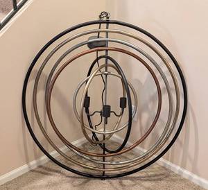 lot 17A image: LL - Large 39-Inch Modern Orb Metal Hanging Light Fixture