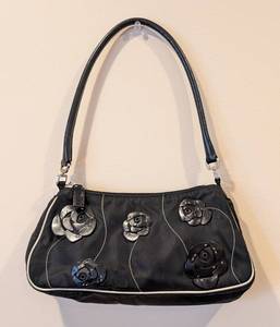 lot 48 image: LL - Vintage Prada Black Nylon and Leather Flower Petal 90s Underarm Shoulder Bag