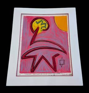 lot 61 image: LL - Dennis M. Bohn Signed Unframed Pastel Drawing Moses After He Came Down Mt. Sinai