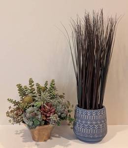 lot 80A image: LL - Pair of Faux Plants in Decorative Pots