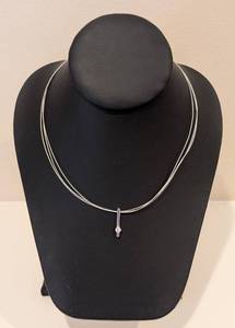 lot 101K image: LL - 18k White Gold 16in Chain Necklace with Diamond Pendant