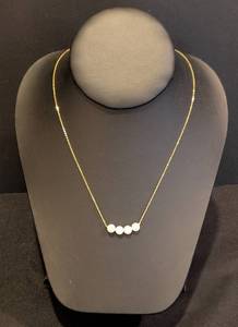 lot 103 image: LL - 14k Gold Necklace with 4 Cultured Pearls, 17 Inch