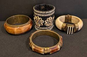 lot 108A image: LL - Set of 4 Statement Bangle and Cuff Bracelets Assorted Styles