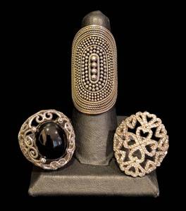 lot 109A image: LL - Group of 3 Sterling Silver Statement Rings, Assorted Styles, Largest Size 8