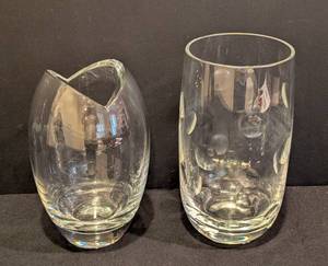 lot 112 image: LL - Pair of Crystal Vases, 8 Inch and 4 Inch Diameter