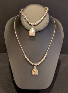 lot 114 image: LL - Brighton Silver Tone Secret Love Bracelet and 18.5 Inch Necklace Set