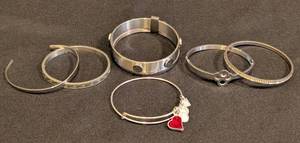 lot 119A image: LL - Collection of 6 Womens Silver Tone Fashion Bracelets