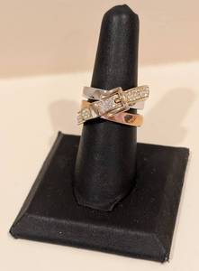 lot 120A image: LL - Michael Kors Gold Tone Buckle Ring Size 8