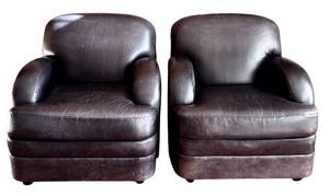 LR - Pair of Leathercraft Vintage Leather Armchairs