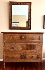 lot 5H image: LR - Milling Road Baker Furniture Dresser and Matching Mirror Set