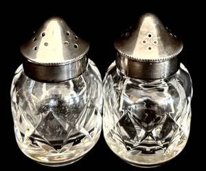 lot 39H image: ML - Waterford Crystal Salt and Pepper Shakers with Metal Lids