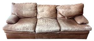 lot 83H image: LR - Vintage Leather Couch with Distressed Wear