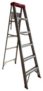 lot 92H image: LL - Werner 6 ft Aluminum Step Ladder, Model 356, 225 lb Load Capacity