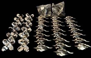 lot 98H image: ML - Set of 36 Silver Decorative Knobs - 24 Leaf and 12 Flower Designs
