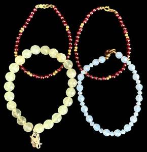 lot 124H image: ML - Set of 4 Beaded Bracelets with Gold Accents and Charm
