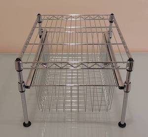 lot 141L image: LL - Metal Wire Shelf Organizer with Storage Basket