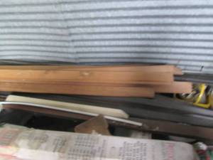 lot 64 image: Wood trim boards, misc vinyl trim p...
