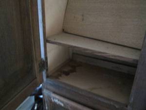 lot 79 image: Wood 4-door pantry cupboard approx ...