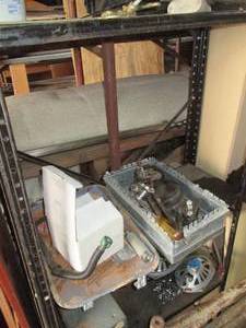 lot 34 image: Metal 4-tier storage shelf with mis...