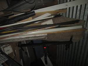 lot 195 image: Misc wood trim, PCC, metal poles an...