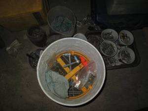 lot 196 image: Bucket and misc containers of nails...
