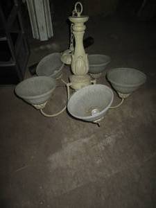lot 206 image: Vintage metal hanging 5-bulb light ...