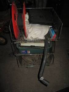lot 213 image: Portable 3pc stacking storage baske...